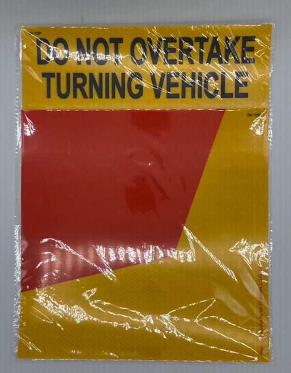 Do not overtake turning vehicle sticker